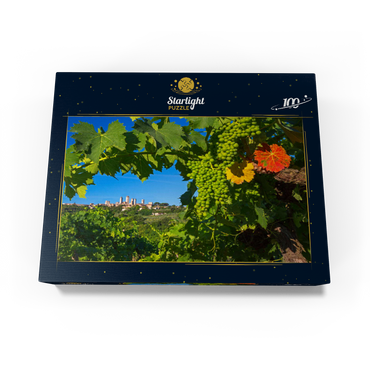 Vineyard with the family towers of San Gimignano, province of Siena, Tuscany, Italy 100 Jigsaw Puzzle box view1
