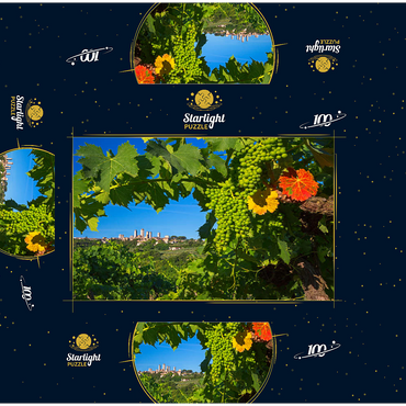 Vineyard with the family towers of San Gimignano, province of Siena, Tuscany, Italy 100 Jigsaw Puzzle box 3D Modell