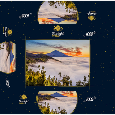 Evening above the trade wind clouds at Cumbre Dorsal with view to Pico del Teide (3718m), Tenerife 1000 Jigsaw Puzzle box 3D Modell