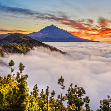 Evening above the trade wind clouds at Cumbre Dorsal with view to Pico del Teide (3718m), Tenerife 100 Jigsaw Puzzle 3D Modell