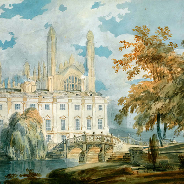 Clare Hall and King's College Chapel, Cambridge, from the Banks of the River Cam 100 Jigsaw Puzzle 3D Modell