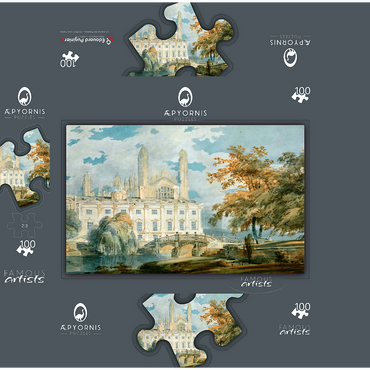 Clare Hall and King's College Chapel, Cambridge, from the Banks of the River Cam 100 Jigsaw Puzzle box 3D Modell