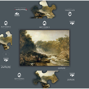 The Fall of the Clyde, Lanarkshire - Noon 1000 Jigsaw Puzzle box 3D Modell