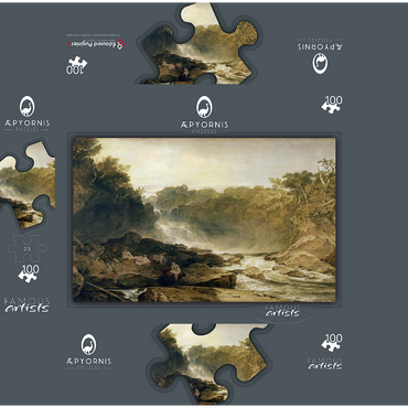 The Fall of the Clyde, Lanarkshire - Noon 100 Jigsaw Puzzle box 3D Modell