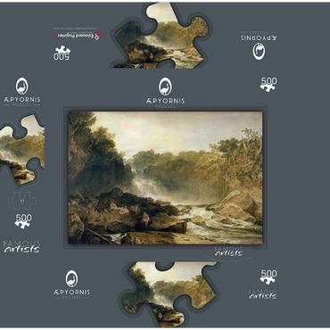 The Fall of the Clyde, Lanarkshire - Noon 500 Jigsaw Puzzle box 3D Modell