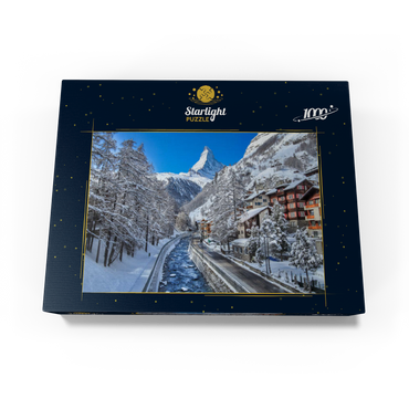 The mountain village of Zermatt in Switzerland, The Matterhorn, Alpine river. 1000 Jigsaw Puzzle box view1