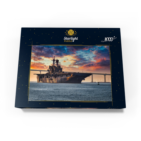 A U.S. Navy ship leaves San Diego Bay and heads into the Pacific Ocean. 1000 Jigsaw Puzzle box view1