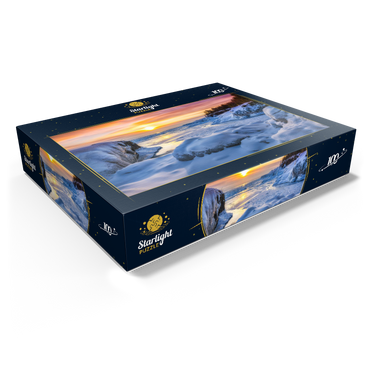 Frozen Lake Superior sunrise at Presque Isle Park, winter in Marquette, Michigan. 100 Jigsaw Puzzle box view1