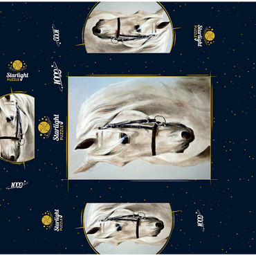 Head in profile a white horse. oil painting 1000 Jigsaw Puzzle box 3D Modell