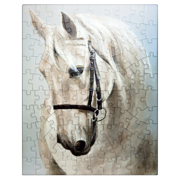 puzzleplate Head in profile a white horse. oil painting 100 Jigsaw Puzzle