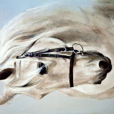 Head in profile a white horse. oil painting 100 Jigsaw Puzzle 3D Modell