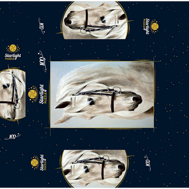 Head in profile a white horse. oil painting 100 Jigsaw Puzzle box 3D Modell
