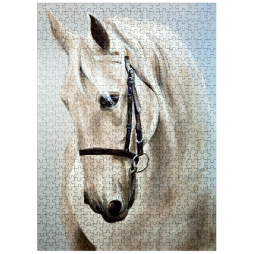 puzzleplate Head in profile a white horse. oil painting 500 Jigsaw Puzzle