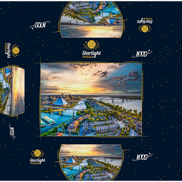 Memphis Tennessee TN downtown drone skyline aerial view. 1000 Jigsaw Puzzle box 3D Modell