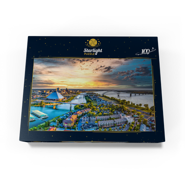 Memphis Tennessee TN downtown drone skyline aerial view. 100 Jigsaw Puzzle box view1
