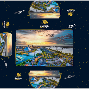 Memphis Tennessee TN downtown drone skyline aerial view. 100 Jigsaw Puzzle box 3D Modell