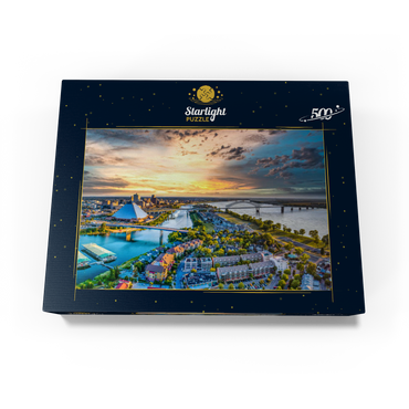 Memphis Tennessee TN downtown drone skyline aerial view. 500 Jigsaw Puzzle box view1
