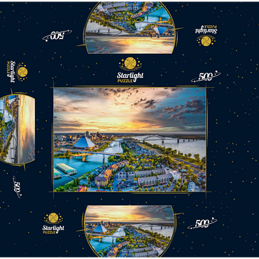 Memphis Tennessee TN downtown drone skyline aerial view. 500 Jigsaw Puzzle box 3D Modell