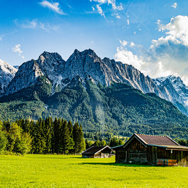 The Zugspitze, seen from Grainau/Garmisch-Partenkirchen, on a sunny summer day 100 Jigsaw Puzzle 3D Modell