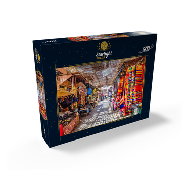 Souvenirs at the Jamaa-el-Fna market in the old medina, Marrakech, Morocco 500 Jigsaw Puzzle box view1
