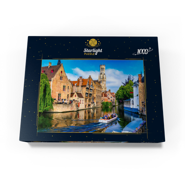 Classic view of historical city center with canal in Bruges (Bruges), province of West Flanders, Belgium. Cityscape of Bruges. 1000 Jigsaw Puzzle box view1