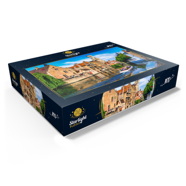 Classic view of historical city center with canal in Bruges (Bruges), province of West Flanders, Belgium. Cityscape of Bruges. 100 Jigsaw Puzzle box view1
