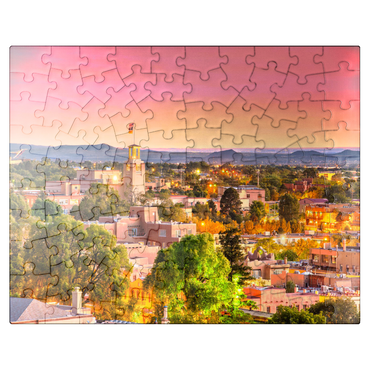 puzzleplate Santa Fe, New Mexico, USA Downtown skyline at dusk. 100 Jigsaw Puzzle