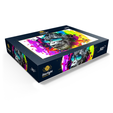Colorful artistic monkey in glasses with colorful color plates on white background 500 Jigsaw Puzzle box view1