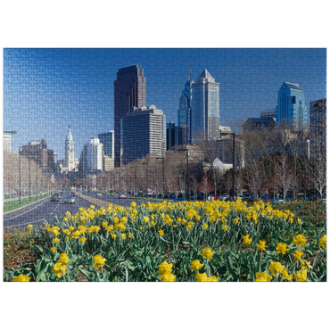 puzzleplate Benjamin Franklin Parkway with Skline and City Hall, Philadelphia, Pennsylvania, USA 1000 Jigsaw Puzzle