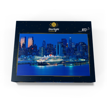 Transatlantic liner Queen Mary 2 in port on the Hudson River, Manhattan, New York City, New York, USA 100 Jigsaw Puzzle box view1