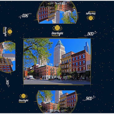 Ninth Avenue with typical houses with fire escapes in Midtown Manhattan, New York City, New York, USA 500 Jigsaw Puzzle box 3D Modell