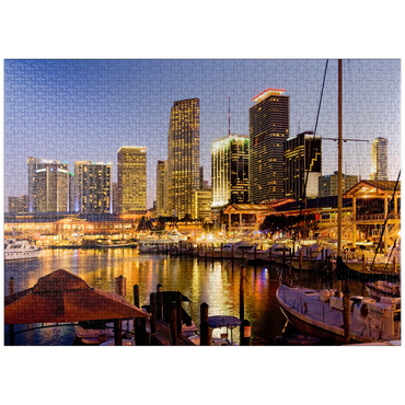 puzzleplate Marina at Bayside Marketplace in Downtown Miami, Florida, USA 1000 Jigsaw Puzzle