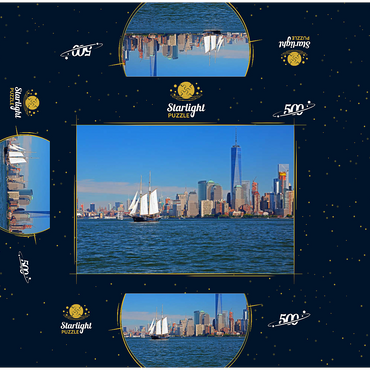 Hudson River to the World Financial Center and One World Trade Center, Manhattan, New York City, New York, USA 500 Jigsaw Puzzle box 3D Modell