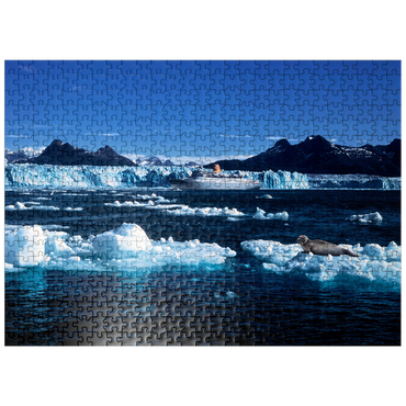 puzzleplate Cruise ship in front of Columbia Glacier, Prince William Sound, Alaska, USA 500 Jigsaw Puzzle