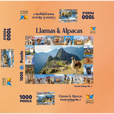 Llamas and alpacas - collage 1000 Jigsaw Puzzle box 3D Modell