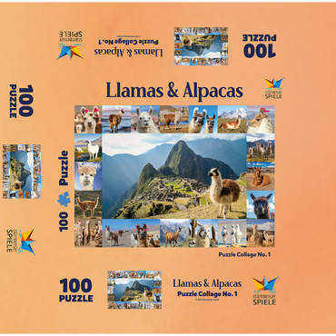 Llamas and alpacas - collage 100 Jigsaw Puzzle box 3D Modell