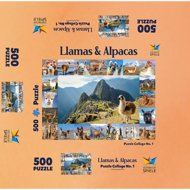 Llamas and alpacas - collage 500 Jigsaw Puzzle box 3D Modell