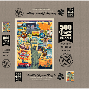 American Travel: USA Collage 500 Jigsaw Puzzle box 3D Modell