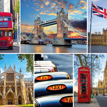 London - Big Ben, Tower Bridge and Westminster Abbey 100 Jigsaw Puzzle 3D Modell