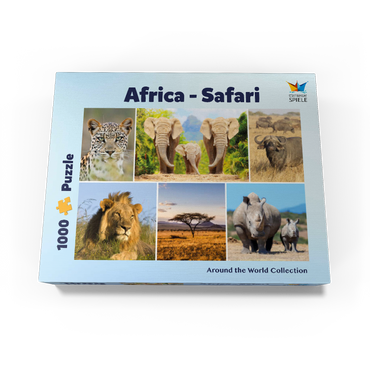 Africa Safari - Lion, Elephant, Leopard, Rhino, Buffalo 1000 Jigsaw Puzzle box view1