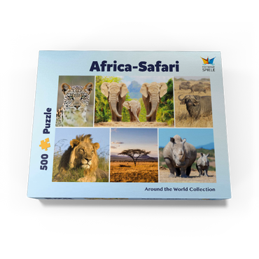 Africa Safari - Lion, Elephant, Leopard, Rhino, Buffalo 500 Jigsaw Puzzle box view1