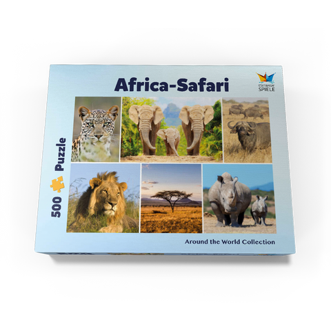 Africa Safari - Lion, Elephant, Leopard, Rhino, Buffalo 500 Jigsaw Puzzle box view1