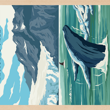 Kenai Fjords National Park - Whale's Haven in Nature, Vintage Travel Poster 1000 Jigsaw Puzzle 3D Modell