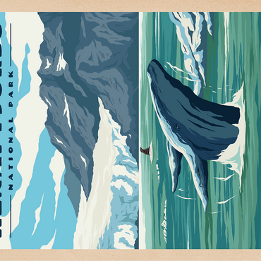 Kenai Fjords National Park - Whale's Haven in Nature, Vintage Travel Poster 100 Jigsaw Puzzle 3D Modell