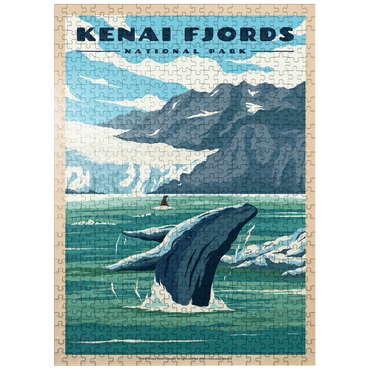 puzzleplate Kenai Fjords National Park - Whale's Haven in Nature, Vintage Travel Poster 500 Jigsaw Puzzle