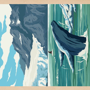 Kenai Fjords National Park - Whale's Haven in Nature, Vintage Travel Poster 500 Jigsaw Puzzle 3D Modell