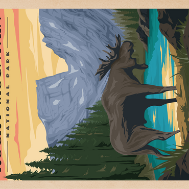 Rocky Mountain National Park - Moose in the Rocky Sunrise, Vintage Travel Poster 100 Jigsaw Puzzle 3D Modell