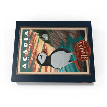Acadia National Park - Bass Harbor Puffins, Vintage Travel Poster 1000 Jigsaw Puzzle box view1
