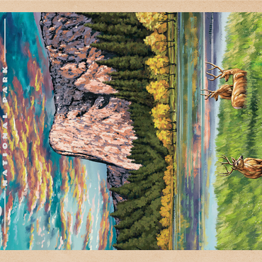 Yosemite National Park - The Grand View of El Capitan, Vintage Travel Poster 1000 Jigsaw Puzzle 3D Modell