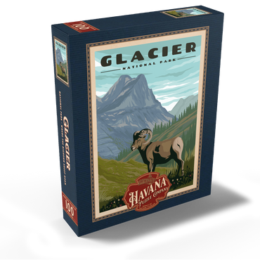 Glacier National Park - Where the Bighorn Sheep Roam, Vintage Travel Poster 100 Jigsaw Puzzle box view1
